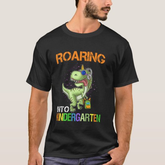 Kindertuin Dinosaur T Rex naar school T-shirt (Voorkant)