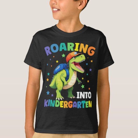 Kindertuin Dinosaur T Rex naar school T-shirt (Voorkant)