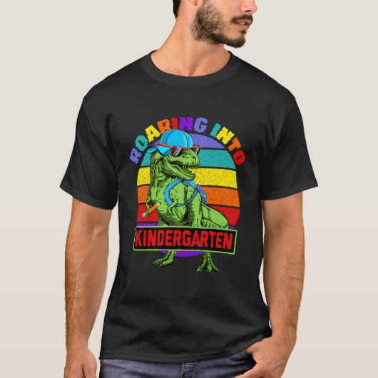 Kindertuin Dinosaur T Rex naar school T-shirt (Voorkant)