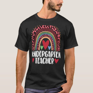 Kindertuin Leerleraar Regenboog Mannen Leopard Reg T-shirt