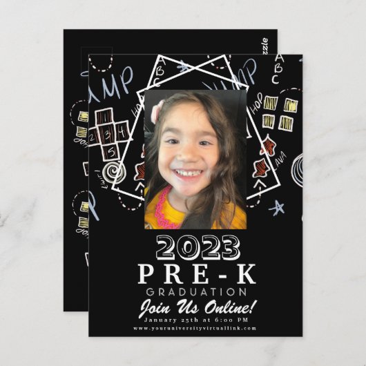 Kindertuin - Virtuele Afstuderen Kloket voor kleut Briefkaart (Voorkant / Achterkant)