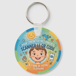 Kinderveiligheid QR-code om ouders te contacteren Sleutelhanger