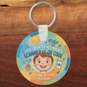 Kinderveiligheid QR-code om ouders te contacteren Sleutelhanger (Voorkant)
