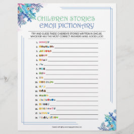 Kinderverhaal Emoji Pictionary [Blauwe Floral] Briefhoofd