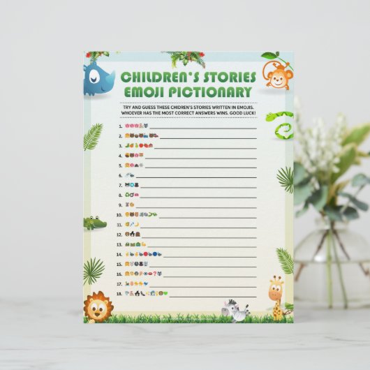 Kinderverhaal Emoji Pictionary [Dierthema] Briefhoofd (Staand voorkant)