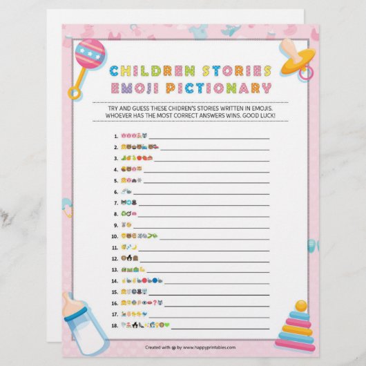 Kinderverhaal over Emoji Pictionary [Baby Basics P Briefhoofd (Voorkant / Achterkant)