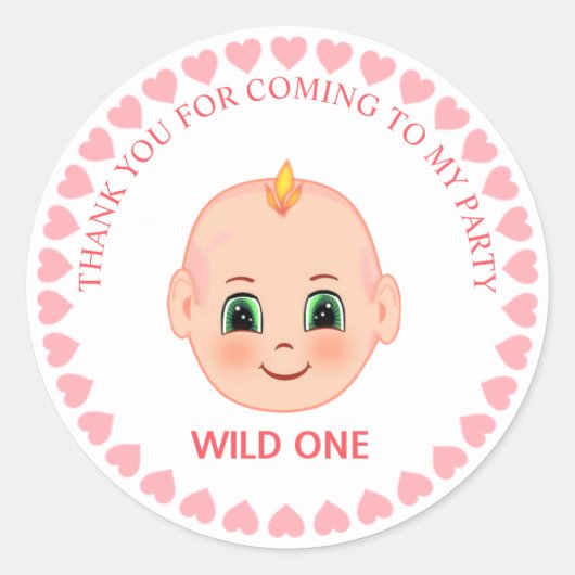 Kinderverjaardag Bedankt Ronde Sticker (Voorkant)