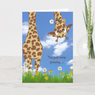 Kinderverjaardag giraffe in gras kaart