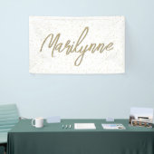 Kinderverjaardag Gouden Glitter Naam Spandoek (Beurs)