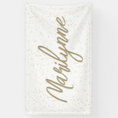 Kinderverjaardag Gouden Glitter Naam Spandoek (Verticaal)