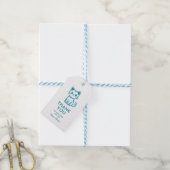 Kinderverjaardag met blauwe kitten cadeaulabel (Met Touw)