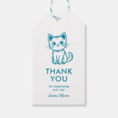 Kinderverjaardag met blauwe kitten cadeaulabel (Voorkant)