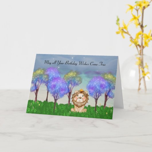 Kinderverjaardag met een Lyon en Magische Trees Kaart (Gele Bloem)