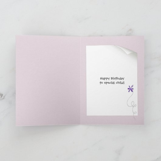 Kinderverjaardag met glitterbloemen Kaart (Binnen)