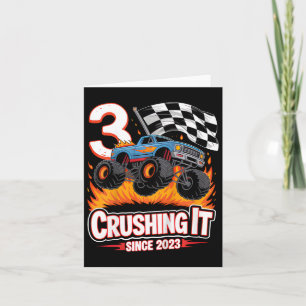 Kinderverjaardag Monster Truck 3 Jaar Oude Jongens Kaart