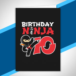 Kinderverjaardag Ninja - 10 Jaar Oud Feestthema Kaart