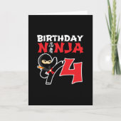 Kinderverjaardag Ninja - 4 Jaar Oude Feest Thema Kaart (Voorkant)