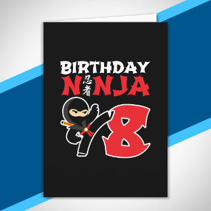 Kinderverjaardag Ninja - 8 Jaar Feestthema Kaart