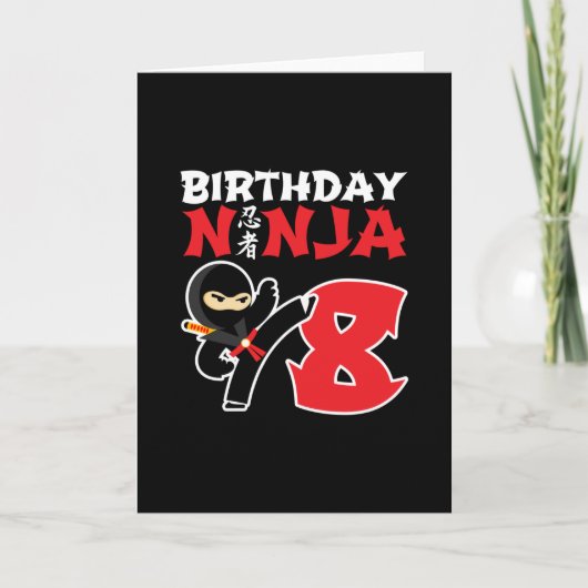 Kinderverjaardag Ninja - 8 Jaar Oude Verjaardags T Kaart (Voorkant)
