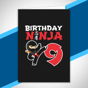Kinderverjaardag Ninja - 9 Jaar Oude Feest Thema Kaart