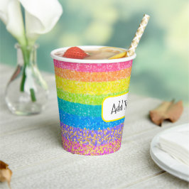 Kinderverjaardag - Regenboog Feestje Design Papieren Bekers