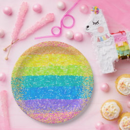 Kinderverjaardag - Regenboogfeestje Papieren Bordje