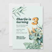 Kinderverjaardag Uitnodiging Dinosaurus Thema (Voorkant)