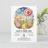 Kinderverjaardag Waterverf Lollipop Kaart (Staand voorkant)