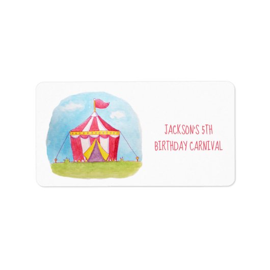 Kinderverjaardags Carnaval Watercolor Feestlabels Etiket (Voorkant)