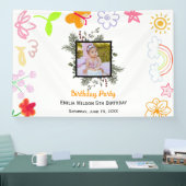 Kinderverjaardagsbanner geel & paars spandoek (Beurs)