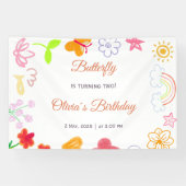 Kinderverjaardagsbanner Paars & Geel Spandoek (Horizontaal)