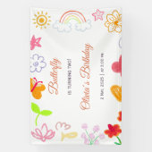 Kinderverjaardagsbanner Paars & Geel Spandoek (Verticaal)