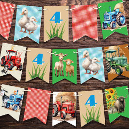 Kinderverjaardagsfeest Boerderij Tractoren Dieren Vlaggetjes