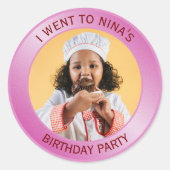 Kinderverjaardagsfeest Gast Pink Ronde Sticker (Voorkant)