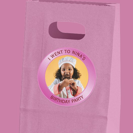 Kinderverjaardagsfeest Gast Pink Ronde Sticker