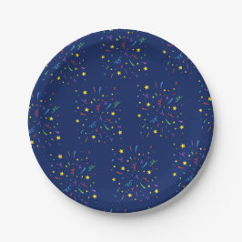 Kinderverjaardagsfeestje Blauwe Confetti Papieren Bordje