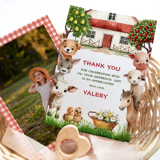 Kinderverjaardagsfeestje Boerderijdieren voor Meis Bedankkaart