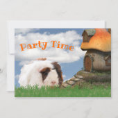 Kinderverjaardagsfeestje cavia paddenstoel huis kaart (Voorkant)