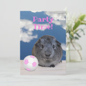 Kinderverjaardagsfeestje cavia varken roze Voetbal Kaart (Staand voorkant)