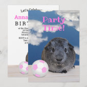 Kinderverjaardagsfeestje cavia varken roze Voetbal Kaart (Voorkant / Achterkant)