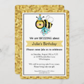 Kinderverjaardagsfeestje Little Bumble Bee d1 Kaart (Voorkant / Achterkant)