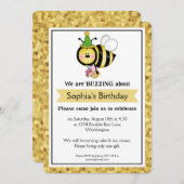 Kinderverjaardagsfeestje Little Bumble Bee d5 Kaart (Voorkant / Achterkant)