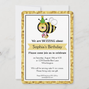 Kinderverjaardagsfeestje Little Bumble Bee d5 Kaart