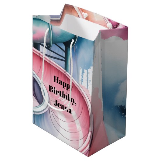Kinderverjaardagsfeestje met waterslide medium cadeauzakje (Voorkant Gekanteld)