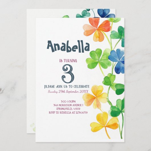 Kinderverjaardagsfeestje Uitnodiging op Patrick da (Voorkant / Achterkant)