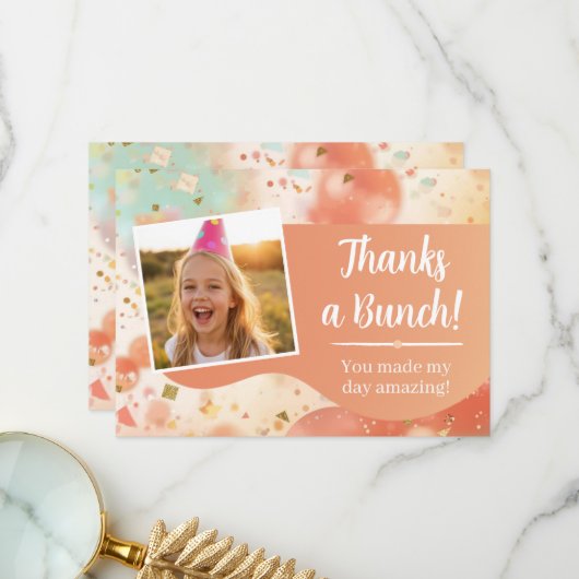 Kinderverjaardagsfoto bedankt heel erg veel pastel (Voorkant / Achterkant in situ)