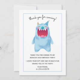 Kinderverjaardagskaart | Blauwe Monster Bedankkaart