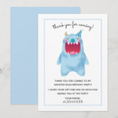 Kinderverjaardagskaart | Blauwe Monster Bedankkaart (Voorkant / Achterkant)