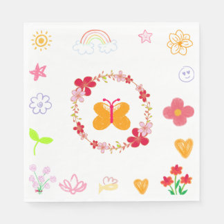 Kinderverjaardagsservetten in geel en paars servet