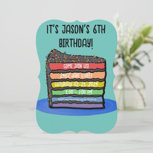 Kinderverjaardagstaartfeest Kaart (Staand voorkant)